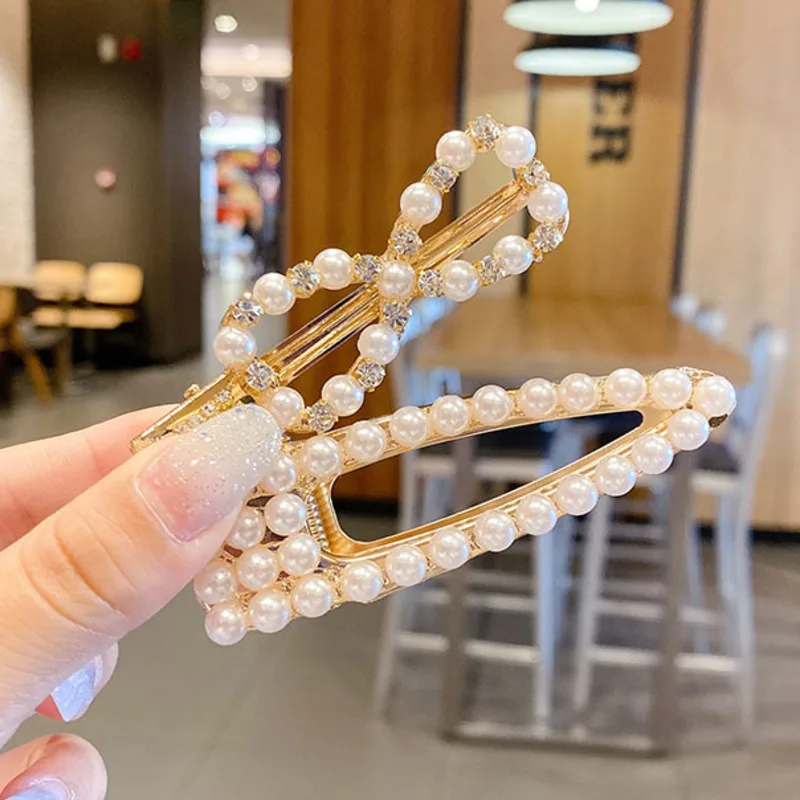 Xwen Store The New Listing Pearl Clip Headdress Femals Hairpin Top Bangs Broken Side Hair Accessories For Women OH2073