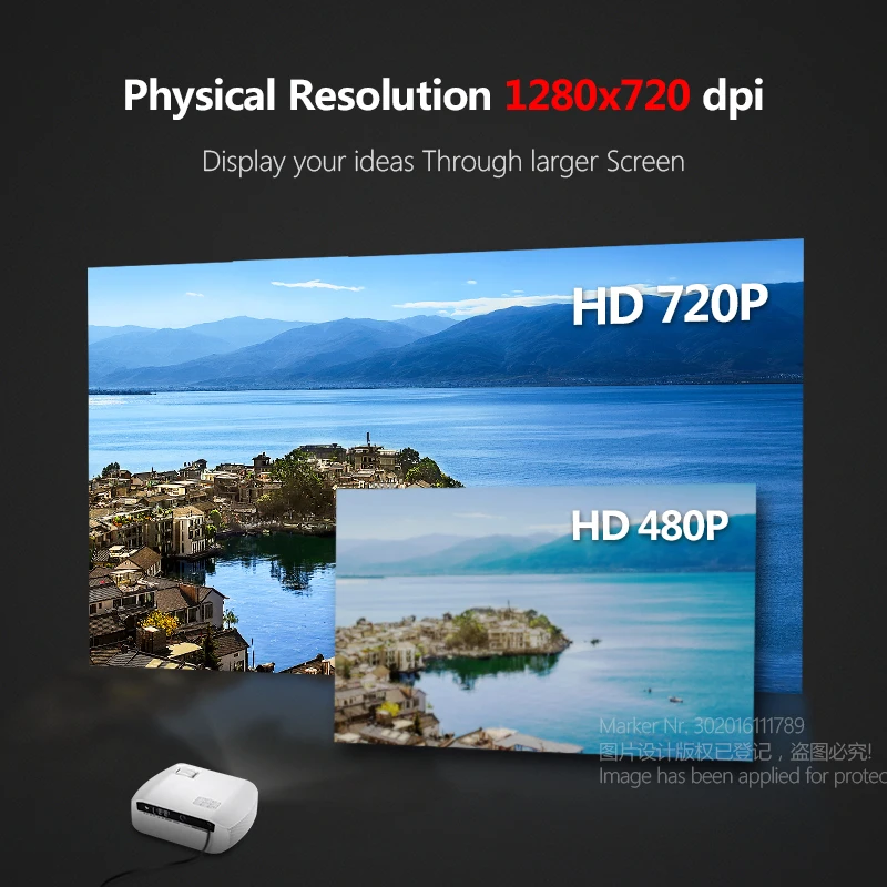 AUN Мини проектор F10/UP 1280*720P Android 7 1 (2G + 16G) WIFI светодиодный для HD 1080P 3D домашнего