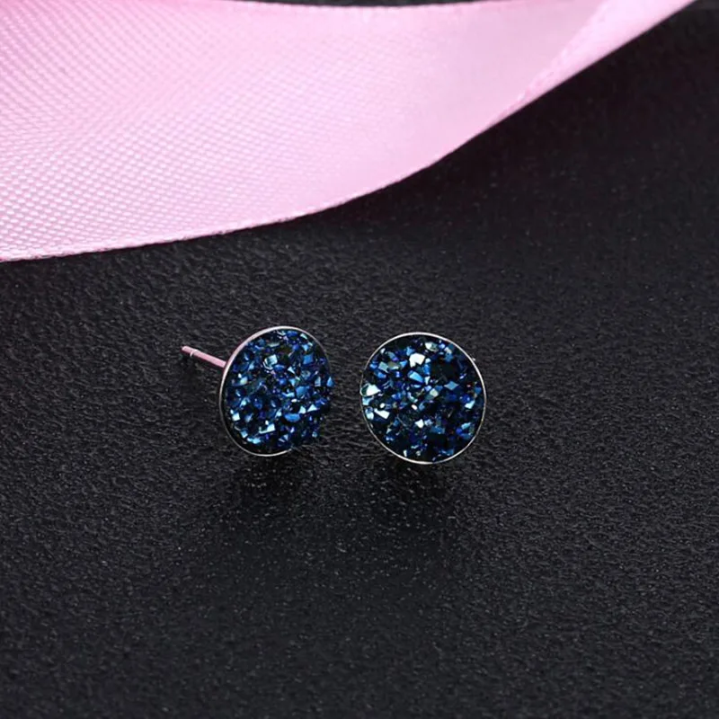 Серьги гвоздики Druzy Drusy 12 цветов для женщин и мужчин в Корейском стиле настоящие 925