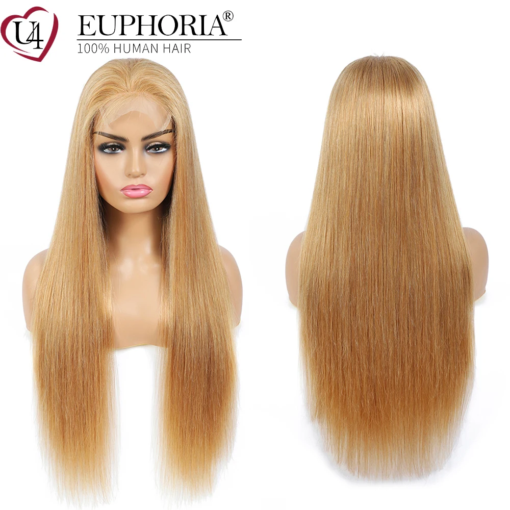 Блонд прямые человеческие волосы кружевные парики 27 коричневый Бург бразильские