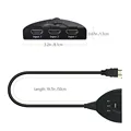 Портативный коммутатор с 3 портами HDMI в 1, HDMI-совместимый выход HD 1080P, мультимедийный коммутационный дисплей с 3 портами HDMI