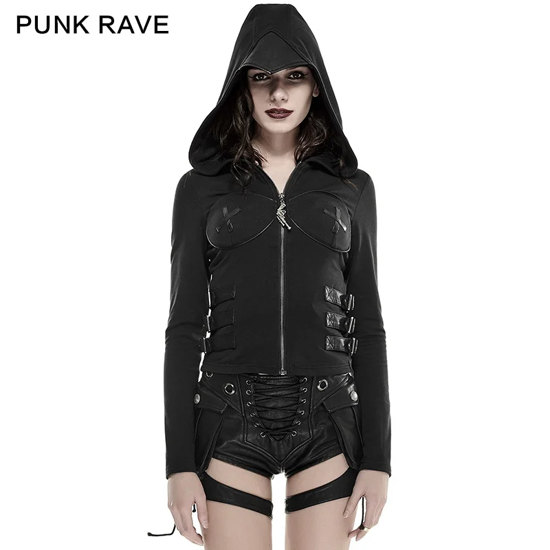 

Lift up Punk Rave Steampunk rock hollow Hooded Jacket y662