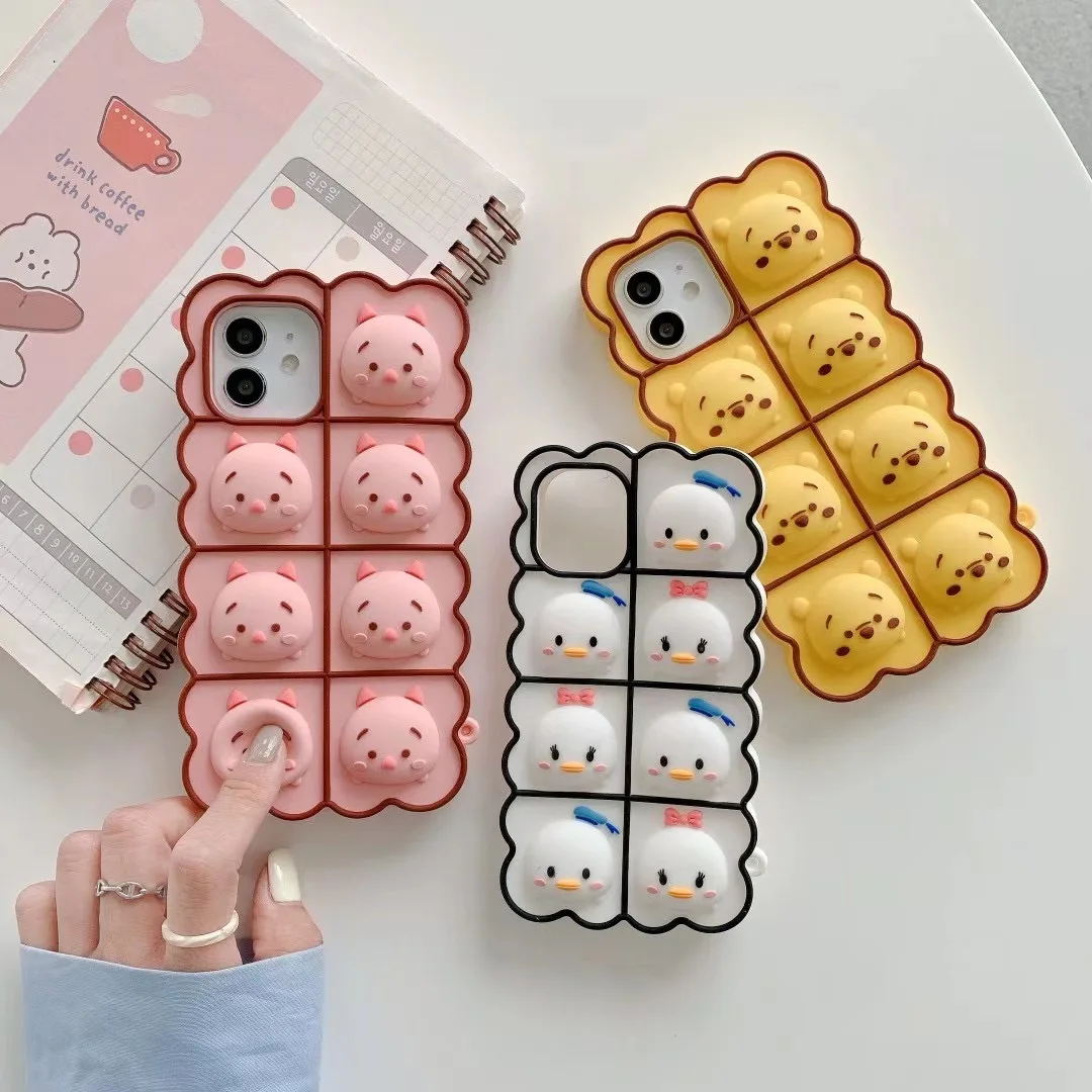 

Relive Stress Phone Case For Iphone 11 Pro Max 12 Mini XR XS 8 X 7 6 6s Plus SE Pop Toys Pig Duck Bear Push Bubble Soft Silicone