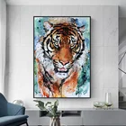 Красочные постеры и принты тигра на холсте, картина с большими животными, Настенная картина для гостиной, домашний дизайн, Декор, подарок