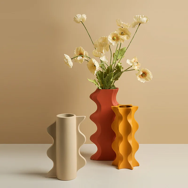

Nordic Geometry Art Vases Ornaments Creative Living Room Decor Morden Home Decoration Accessorie Desktop Ceramic Flower Vase