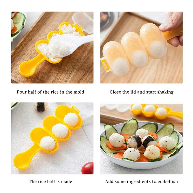 

Creativity Shaking Rice Balls Mold Sushi Mold Maker DIY Onigiri Rice Press Maker Molds Kitchen Kids Bento Making Accessories