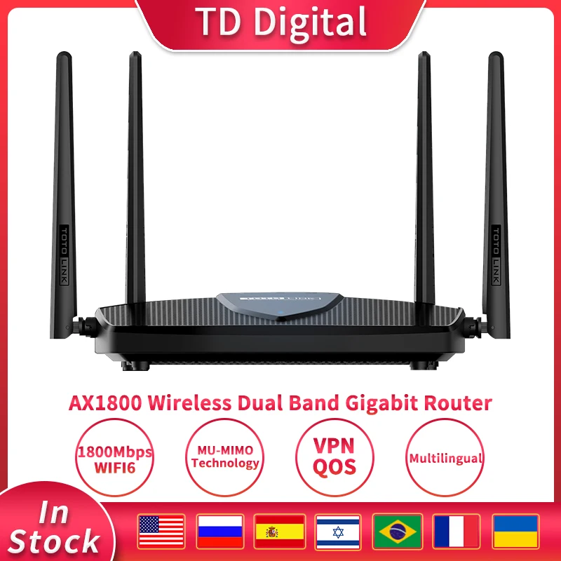 

Wi-Fi-роутер TOTOLINK X5000R, 1800 Мбит/с, 6 диапазонов