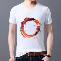t shirt white simple men%e2%80%99s casual all match basic style english paint 26 english letters printed floral slim o neck commuter top
