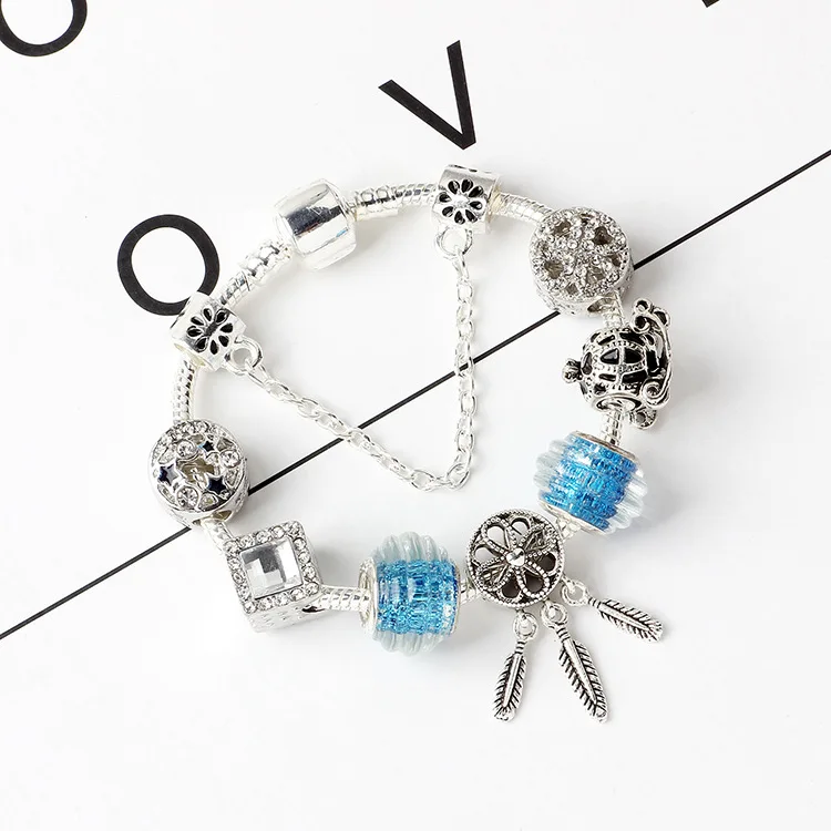 Attrtto простые перья и браслеты со звездами для женщин Ювелирный Хрустальный