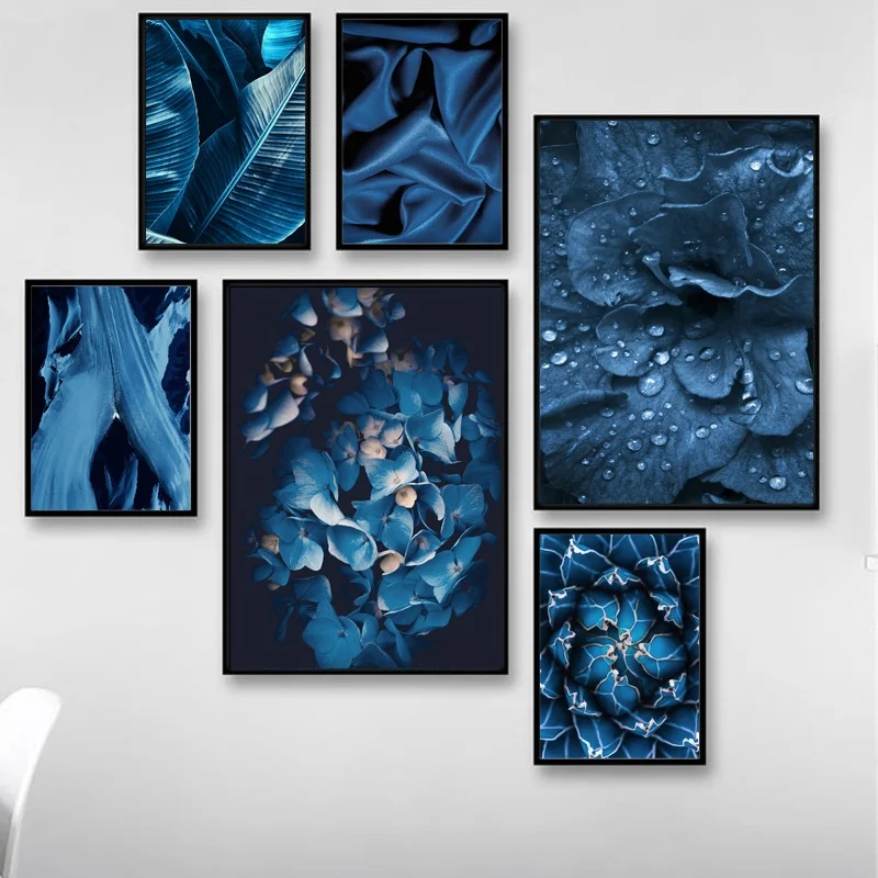 

Blue Plant Succulents Banana Leaf Flower Wall Art Canvas Painting Nordic Posters And Prints Wall Pictures For Living Room Decor
