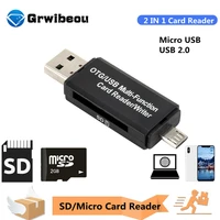 grwibeou 2 in 1 card reader sdhc sd tf microsd card reader micro usb otg adapter for macbook for huawei xiaomi android phone pc