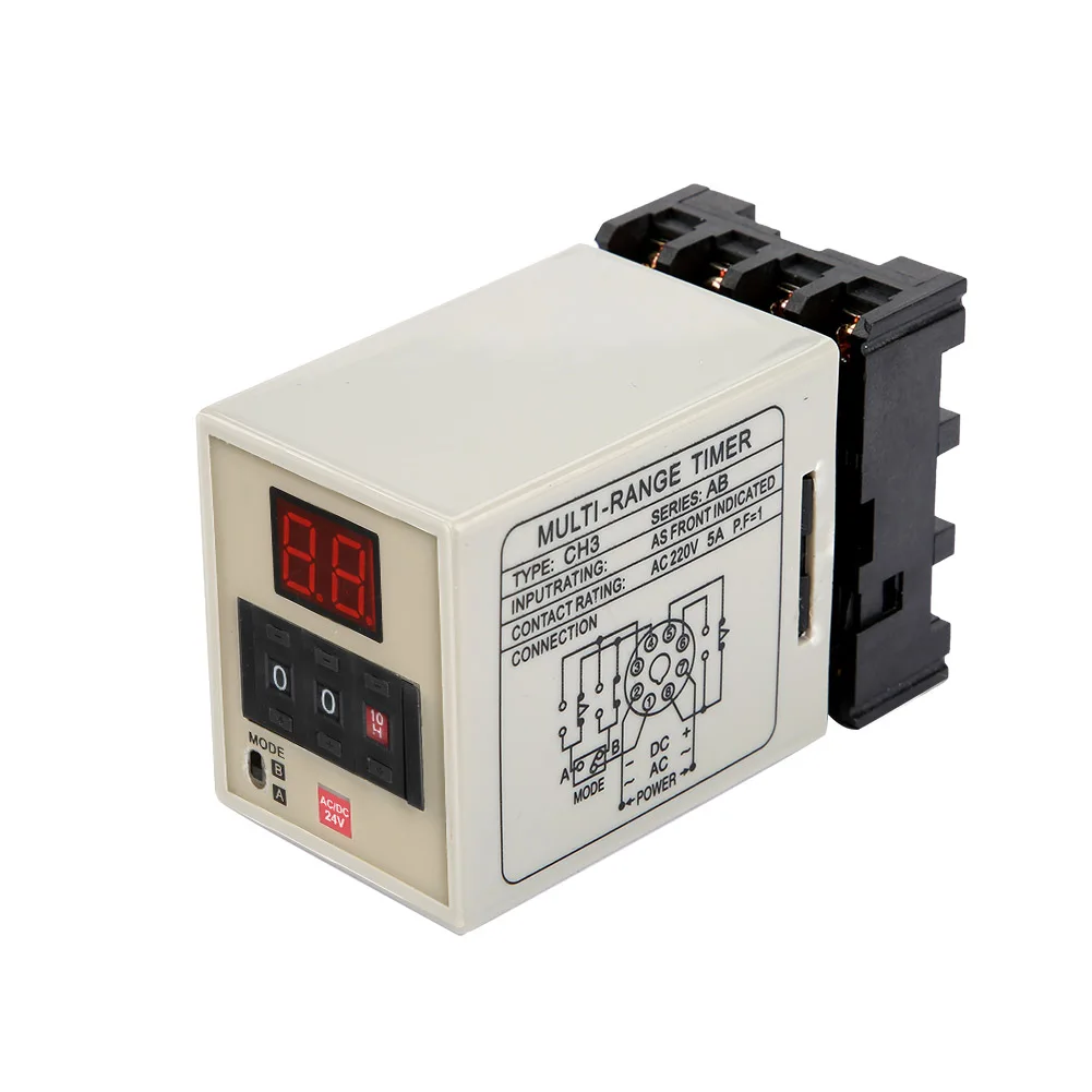 AH3 DM Двойной Режим реле таймера задержки 0 01 S 99H Дисплей AC DC 24V Водонепроницаемый