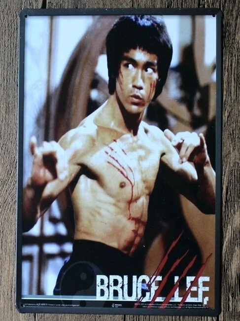 

Vintage Bruce Lee Sign Wall Sticker Decals Metal Painting Home Decor Man Cave Wall Shabby Plaque Sign