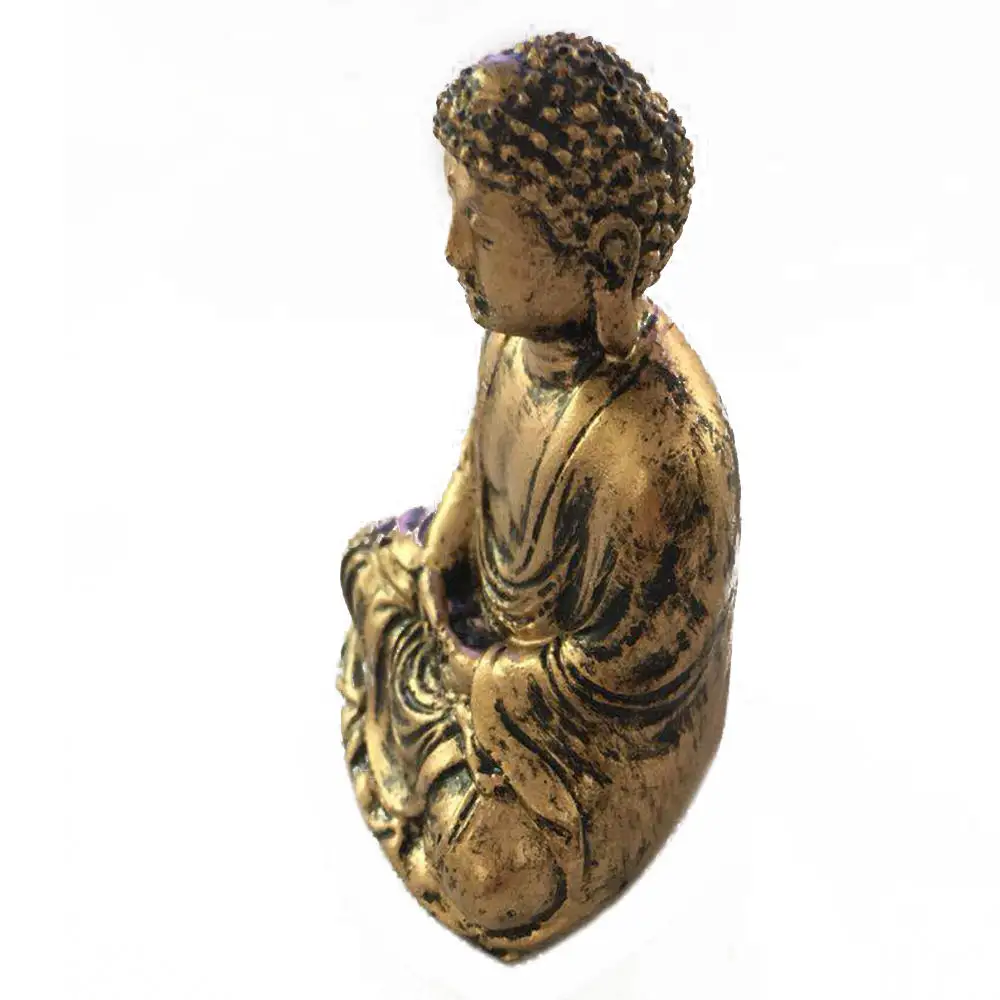 Китайская винтажная скульптура Будды миниатюрная из смолы золотого и