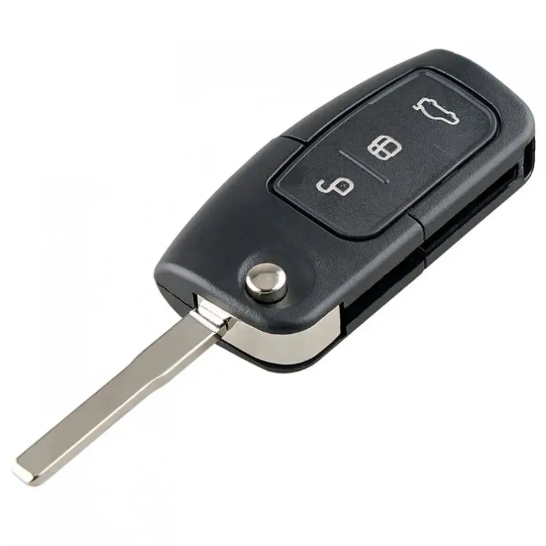 

3 Buttons Black Car Key Fob Case Shell Replacement Car Key with HU101 Blade Flip Folding Remote Cover Fit for Ford Focus