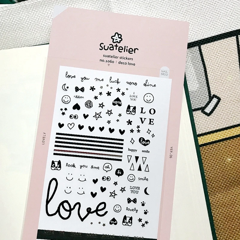 Наклейки Suatelier Deco Love Die Cut черные звезды сердце домашние животные материал для