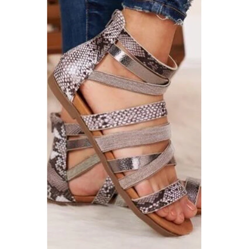 Летние женские сандалии на плоской подошве размера плюс Милые Пляжные с