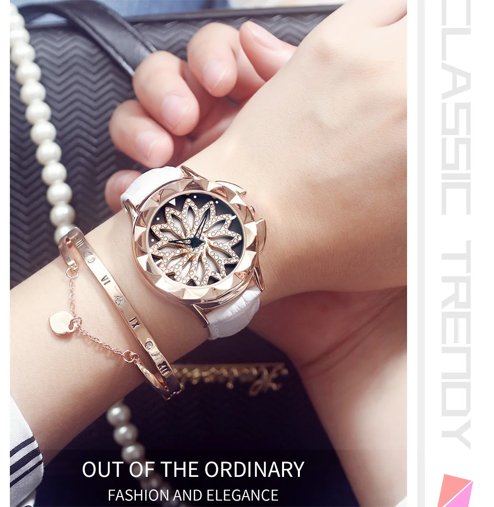 SANDA Explosion модные тренды беговые часы кварцевые Стразы поворотные женские пояс