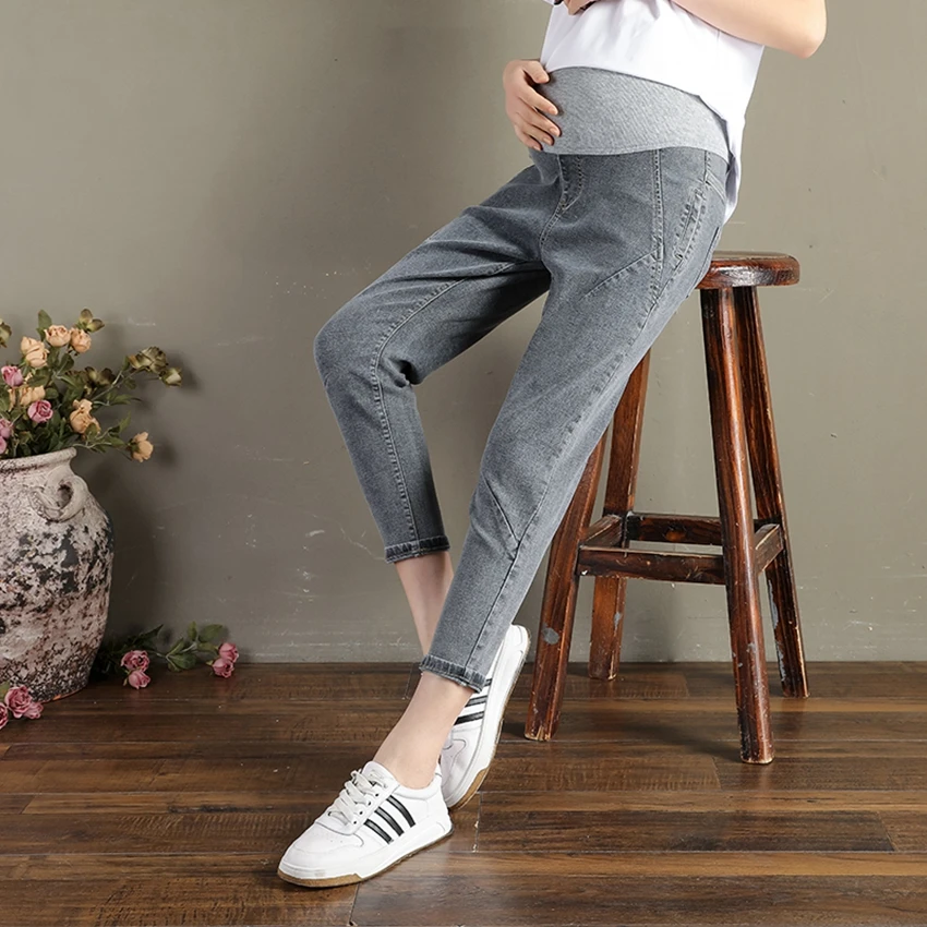 

Maternity suit jeans spring and summer new Korean fashion stretch harem pants loose thin pants