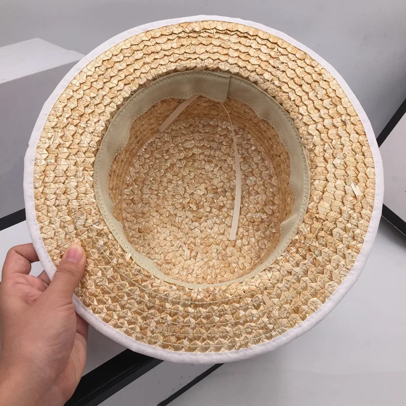 Модная детская летняя соломенная шляпа с широкими полями рисунком ананаса на