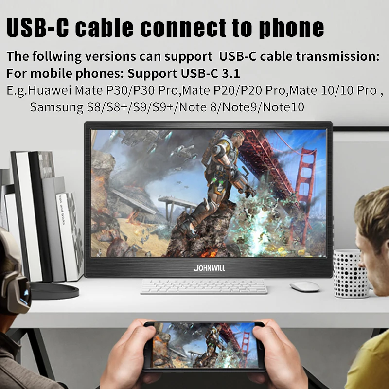 저렴한 휴대용 모니터 15.6 Usb 유형 C Hdmi 터치 Lcd Hd Ips 화면 노트북, 전화, X 박스, 스위치, Ps4 휴대용 게임 디스플레이
