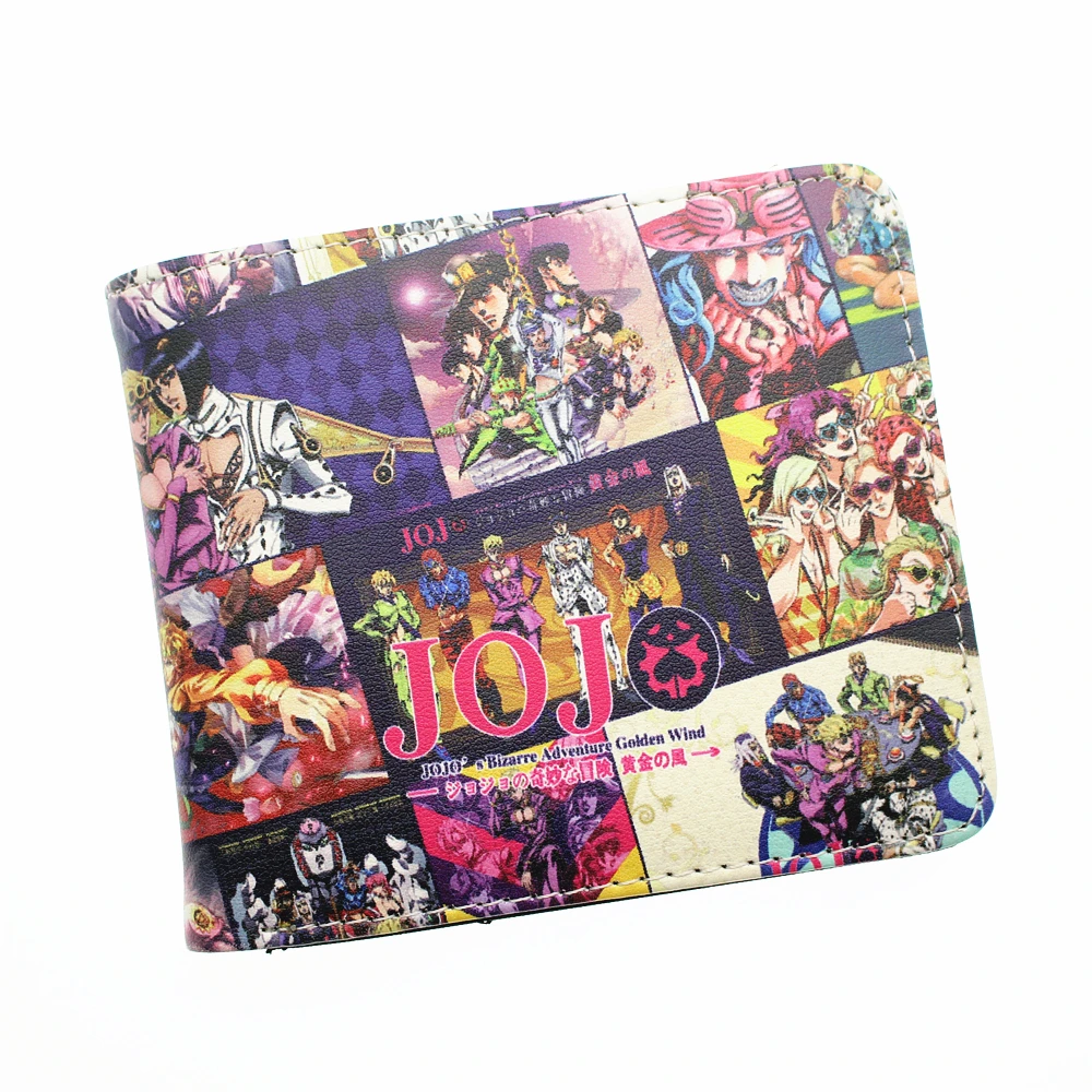 Аниме JoJo's Необычные Приключения PU короткий кошелек Двойные фото держатель для карт слоев мальчиков монета карман кожаный мультфильм печати кошелек