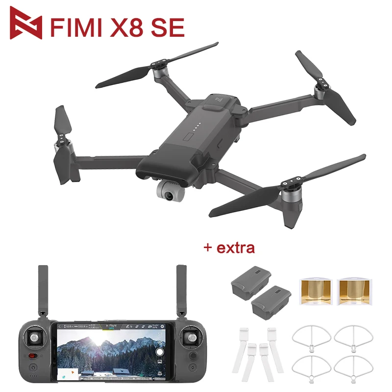 Подлинный Радиоуправляемый Дрон FIMI X8 SE черный с 4K HD камерой 5 км FPV 33mins Flight RTF батарея посадочные части подарки - Цвет: Two more Battery