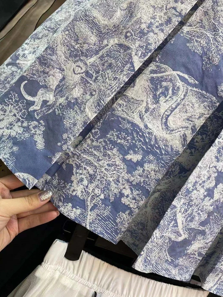 

Big-name summer satin 3D jacquard retro elegant pleated skirt 2021New ladies fashion high-quality all-match fluffy skirt Bing XL