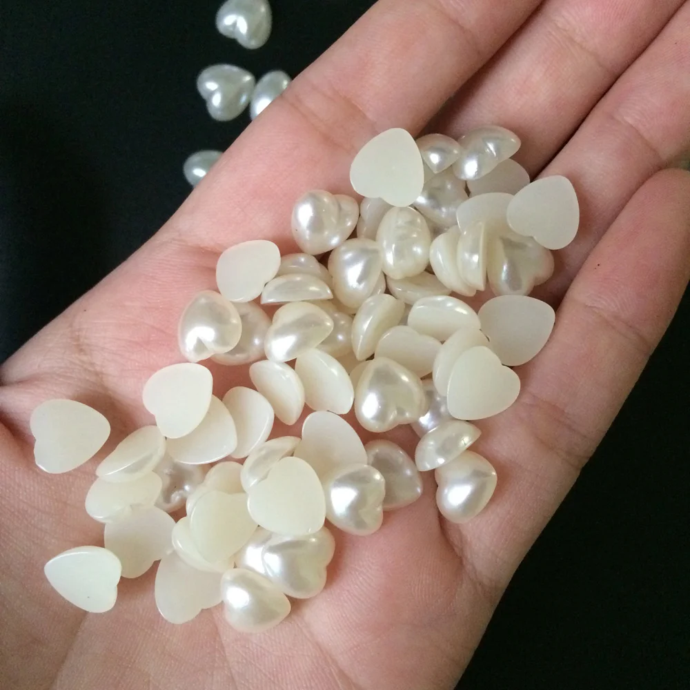 6 мм 8 10 жемчужины в форме сердца белый цвет слоновой кости с плоской задней