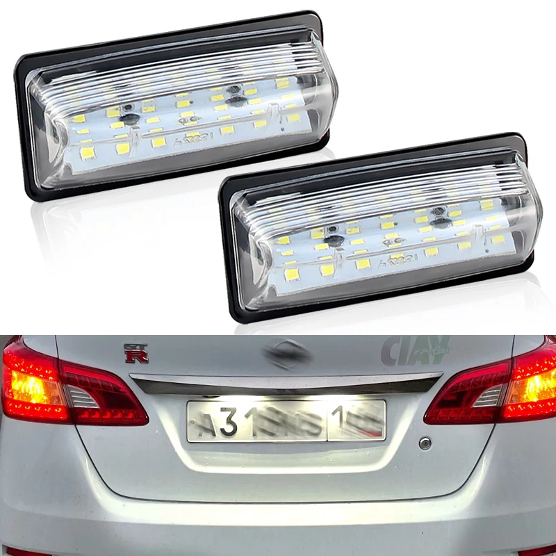 

2 * Светодиодный фонасветильник для номерного знака автомобиля, подходит для Nissan Altima Maxima Rogue Murano Pathfinder Quest Sentra Versa Note JX35 QX60