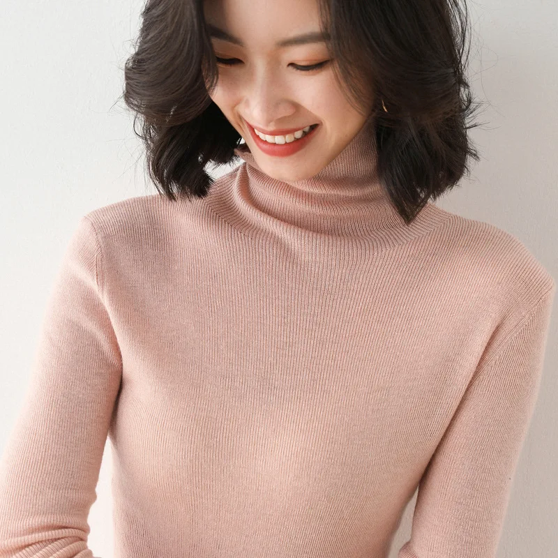 

Women's Cashmere Autumn and Winter New Short Solid Color Slim Fit Turtleneck Knit Low Waist Jersey