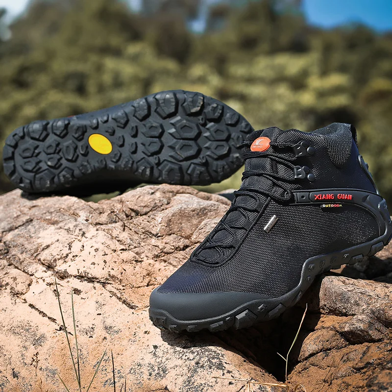 XIANG GUAN Men High Top Hiking Shoes Windproof Trekking Army Boots Blakc Classic Tactical | Спорт и развлечения