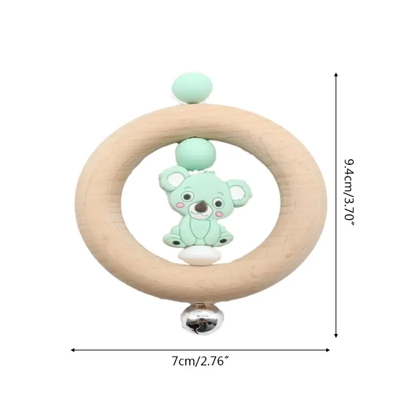 

New Baby Teether Rattle Newborns Bed Bell Animal Koala Wooden Ring Teething Chewing Soother Molar Infant Educational Toy