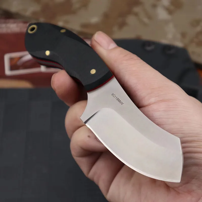 Маленький нож Rhino 9Cr18MoV с фиксированным лезвием KYDEX прямой для охоты кемпинга