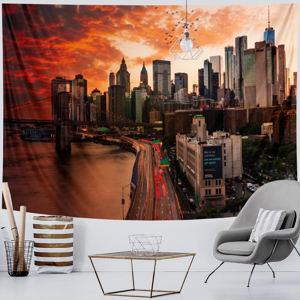 Психоделический пейзаж богемный гобелен мандала искусство домашний декор