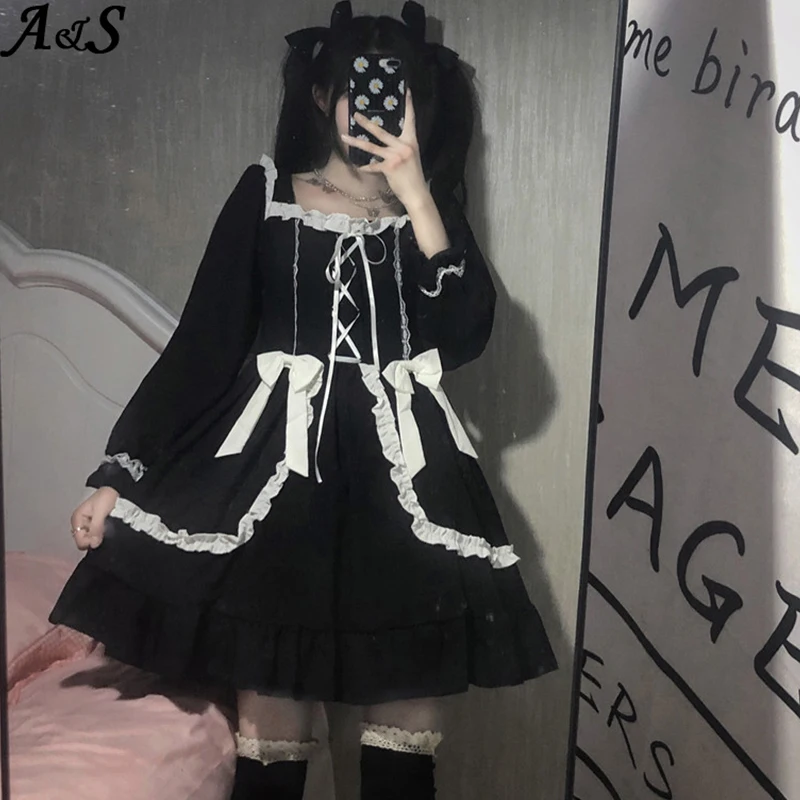 

Anbenser Victorian Gothic Lolita Dress Women Janpanese Style Lace Princess Dresses Soft Sisters Sweet Bow Dress Cosplay Costumes