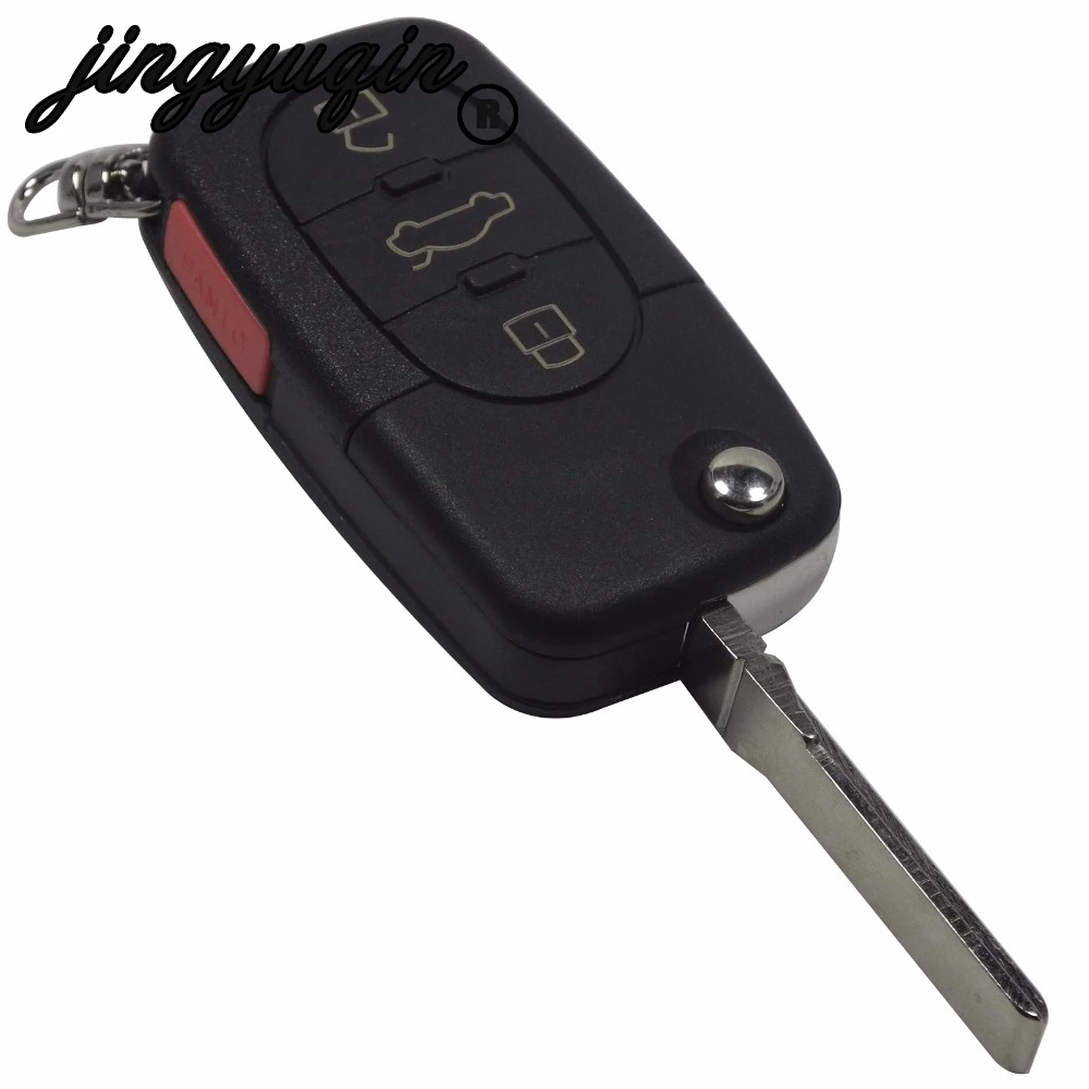 

jingyuqin Flip Fob Remote Car Key Shell Case Styling Cover For VW Passat Jetta Golf Beetle 4/3+Panic Buttons CR1616/CR1620 hu66