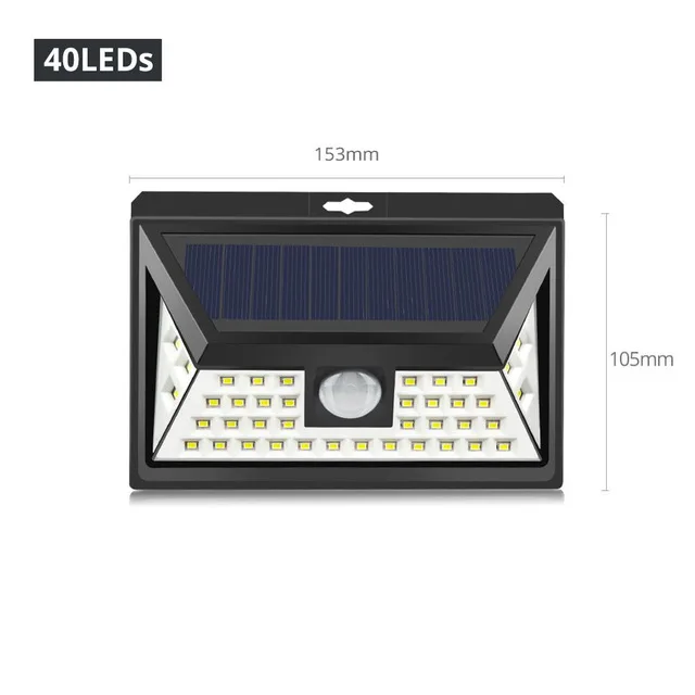 40leds 3Modes Солнечный датчик с силовым приводом светодиодный светильник с датчиком движения Ночной светильник ламинария PIR Обнаружение движения настенный светильник veilleuse - Испускаемый цвет: 40leds 3Modes