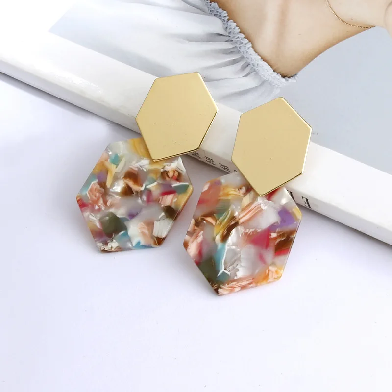 Эффектные Toroiseshell ацетатные резиновые акриловые серьги-капли красочные серьги