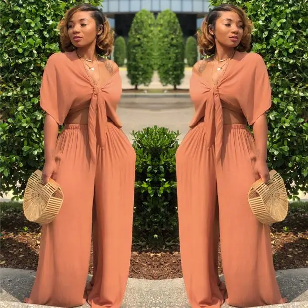 Женский летний комплект 2020 из 2 предметов с галстуком-бабочкой короткий рукав топ