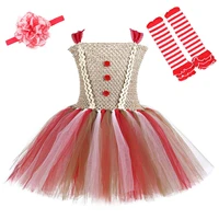 girls christmas gingerbread tutu dress outfit tulle kids birthday xmas party clothes children christmas costume for girls 1 14y