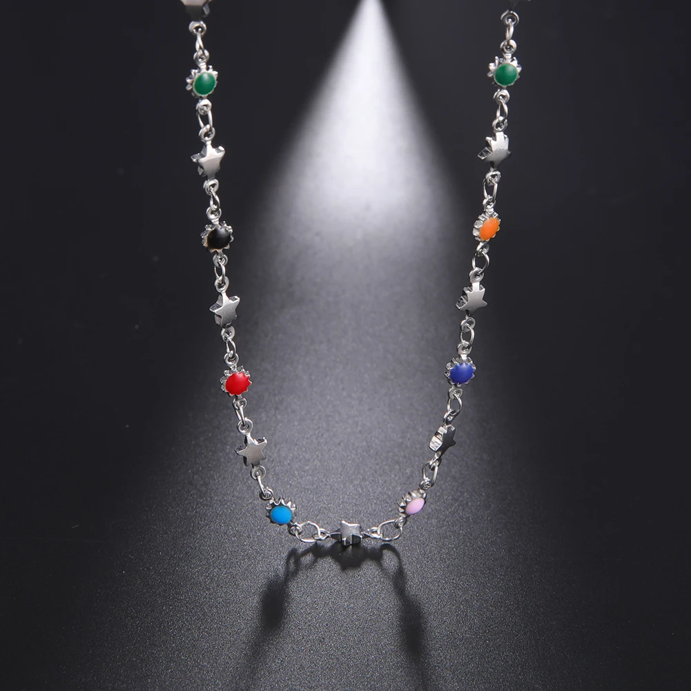 Ожерелье чокер женское из нержавеющей стали с разноцветными эмалированными