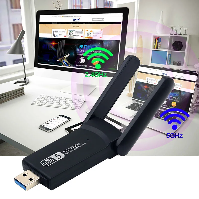 Беспроводной AC1200 двухдиапазонный USB 3.0 RTL8812AC 1200 Мбит/с Wlan Wi-Fi Lan адаптер 802.11ac ключ с