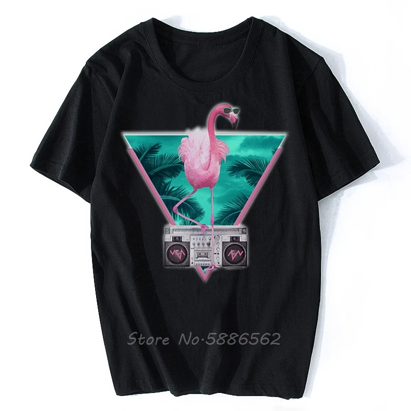 Забавная футболка в стиле ретро 80-х с фламинго мужская летняя новая коротким