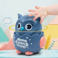 1 pc cute baby rattle toys cartoon owl snails press back force inertial slide rotatable infant mobile educational toy kids gift