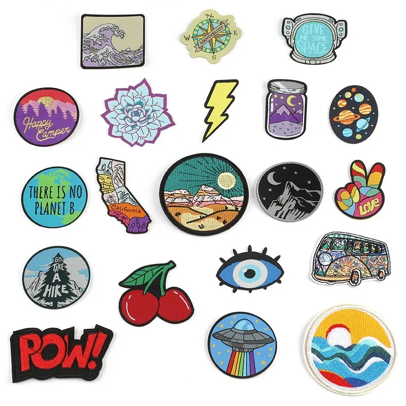 Высококачественная вышитая нашивка с изображением пейзажа алфавита вишни