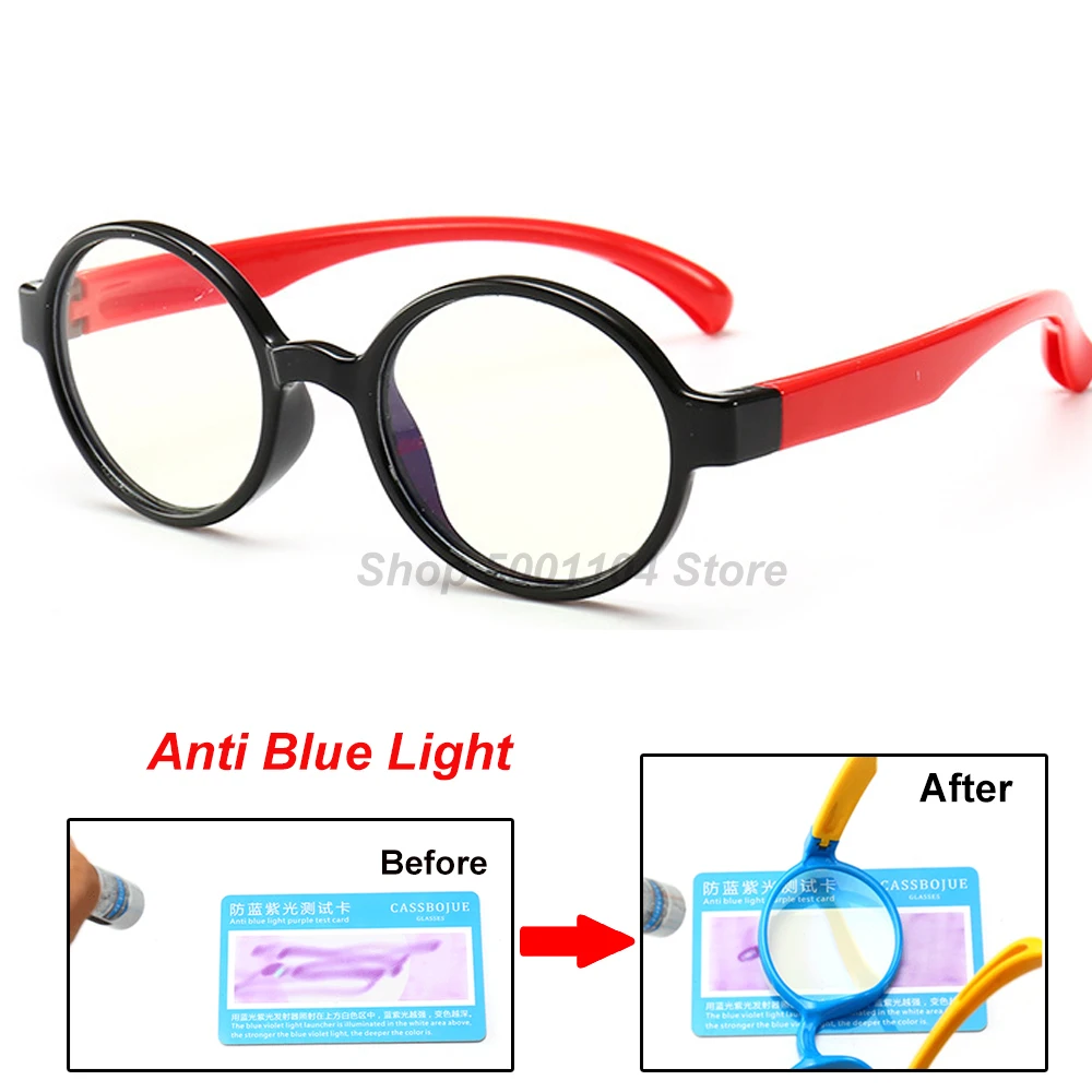 

Детские очки с защитой от сисветильник, оправа для детских очков из силикона TR90, гибкие круглые очки для мальчиков и девочек, новинка 2022, защ...