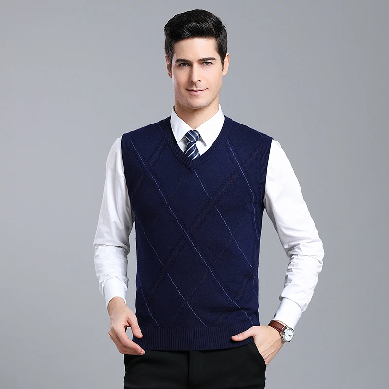 Повседневный жилет с V образным вырезом без рукавов Мужская одежда осень зима 2019