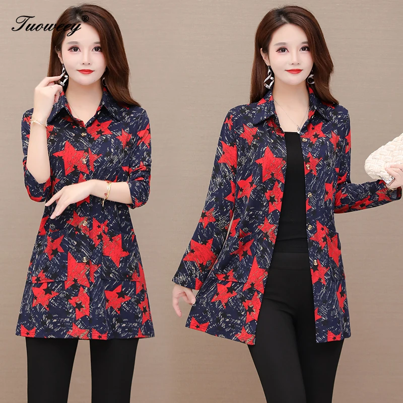 

5XL plus size pocket Women vintage Blouses 2020 Fashion autumn long Sleeve Shirt Female long tops camisas mujer elegant