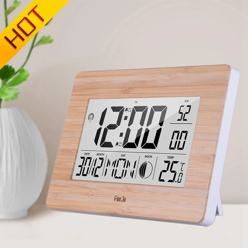 Цифровые настенные часы ЖК дисплей с большим количеством времени температура